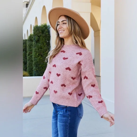 Cozy Love Long Sleeve Heart Sweater - Picture 7 of 7